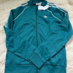 adidas Teal Track Jacket with White Stripes